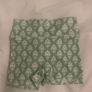 Green Patterned Women's Shorts